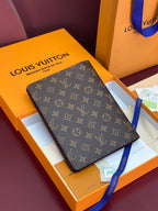 Louis Vuitton monogram canvas wallet, brown repeating LV pattern, in gift box.