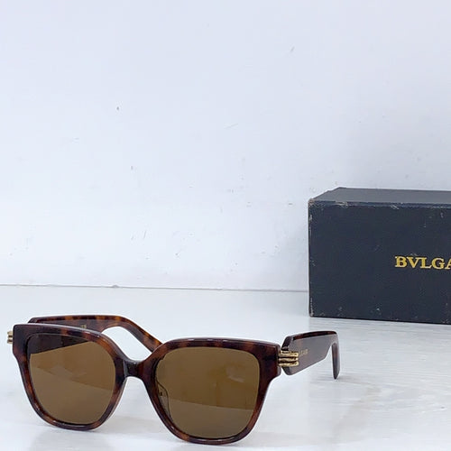 Bvlgari square sunglasses with dark tortoise-brown frame and tan tinted lenses