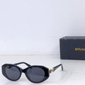 Bvlgari black oversized sunglasses with dark lenses and curved frames