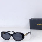 Bvlgari black oversized sunglasses with dark lenses and curved frames