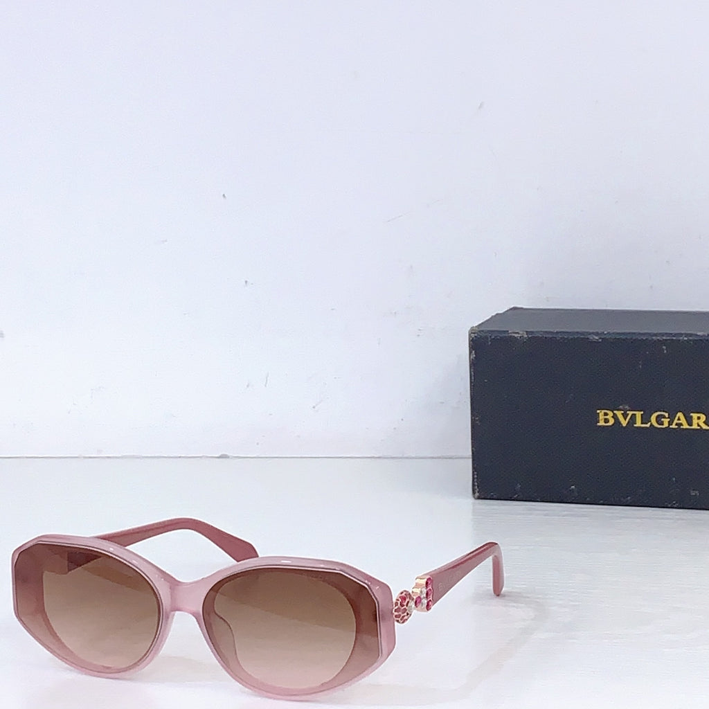 Bvlgari brown-tinted sunglasses with pink frames and decorative hinge