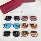 Assorted square sunglasses with gradient lenses and gold-tone metal frames