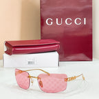 Sunglasses with pink patterned frame and pink gradient lenses