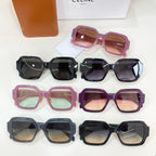 Celine glasses set with square frames in purple, black, and dark blue, tinted lenses