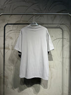 Light gray short-sleeve T-shirt back view with plain crew neckline