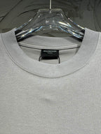 Light gray crewneck T-shirt collar with ribbed neckline and inner label
