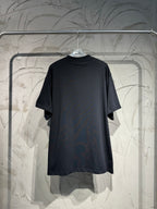 Black short-sleeve T-shirt with plain back and crew neckline