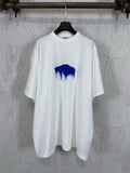 Balenciaga white T-shirt with blue dripping graphic on the chest
