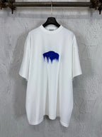 Balenciaga white T-shirt with blue dripping graphic on the chest