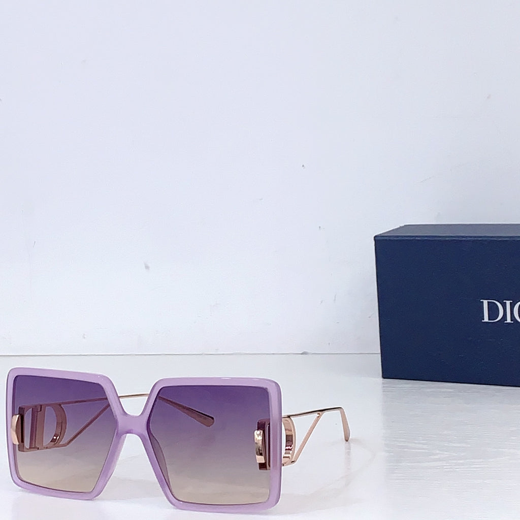 Dior sunglasses with purple oversized square frames and purple gradient lenses