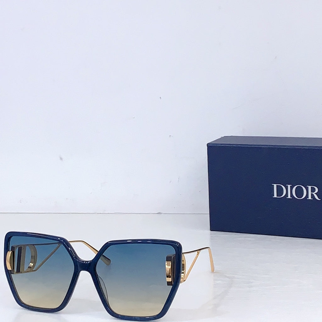 Dior square sunglasses with navy frames and blue tinted lenses