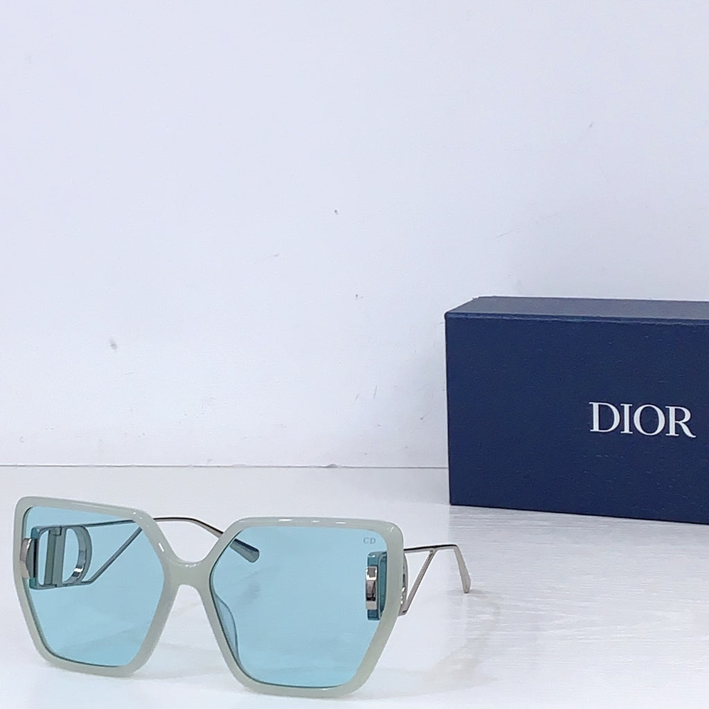 Dior square sunglasses with light blue frames and light blue lenses