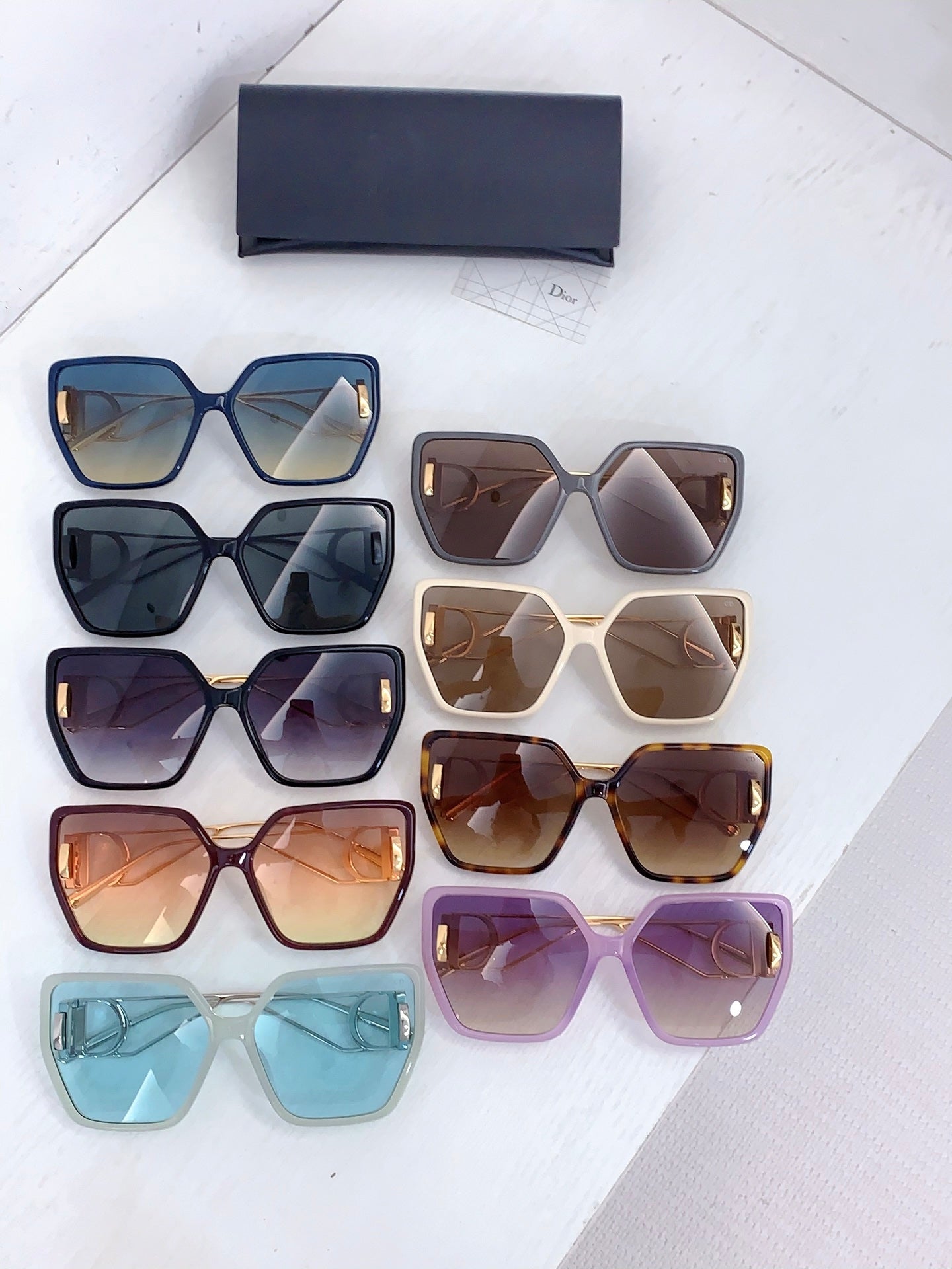 Assorted Dior square sunglasses, 8 pairs in mixed frame and lens colors
