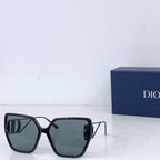 Dior square sunglasses with black frames and gray-blue tinted lenses