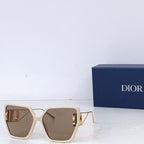 Dior square sunglasses with light cream frames and taupe tinted lenses