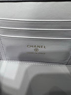Chanel interior label reading CHANEL and MADE IN ITALY on light leather