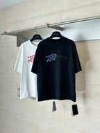 Set of two short-sleeve T-shirts: black with blue snowflake logo and white version