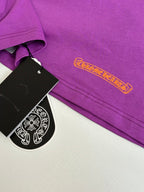Chrome short-sleeve T-shirt hem and sleeve, purple with embroidered logo and tag