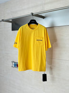 Yellow short-sleeve T-shirt with small chest logo embroidery