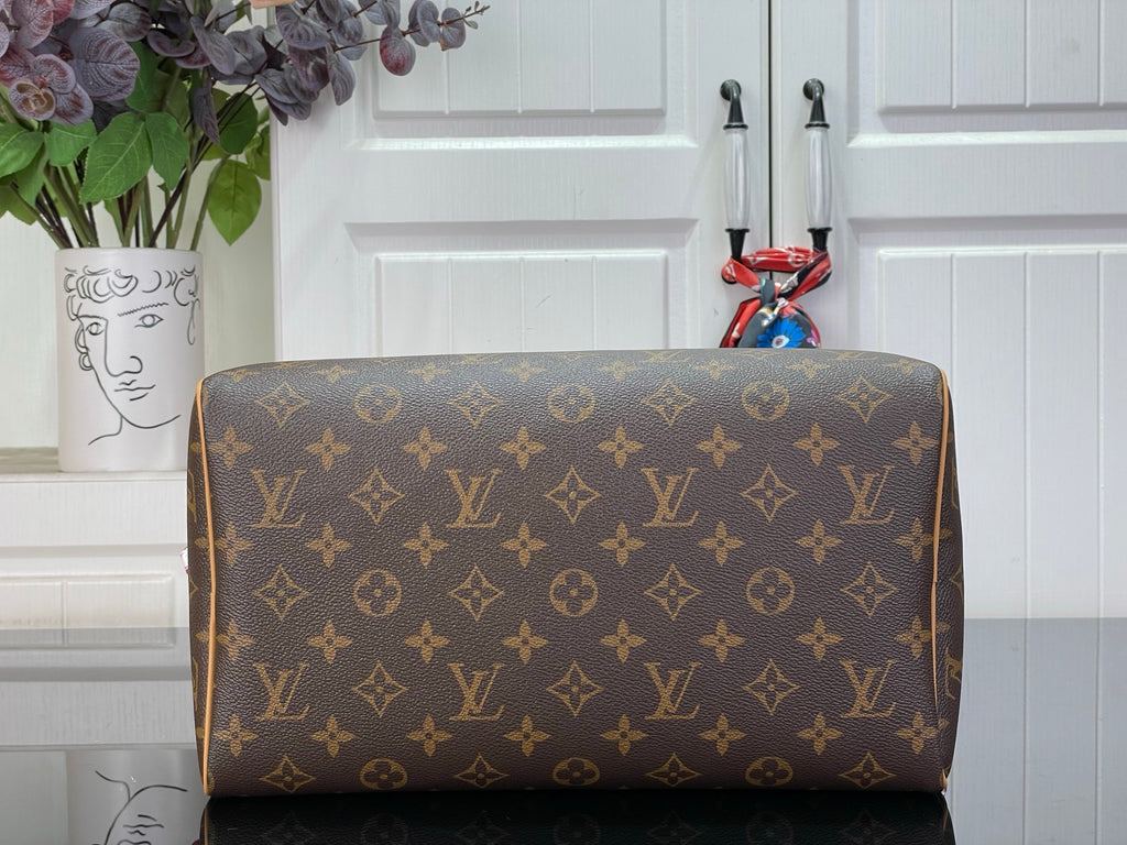 Louis Vuitton monogram handbag with allover pattern and top back view
