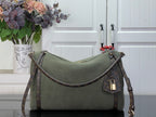 Louis Vuitton shoulder bag, olive green with brown monogram trim and shoulder strap