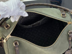 Louis Vuitton hobo bag in olive with gold zip top and monogram-pattern lining