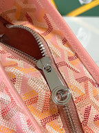 Goyard zippered interior pocket with silver zipper pull and hardware