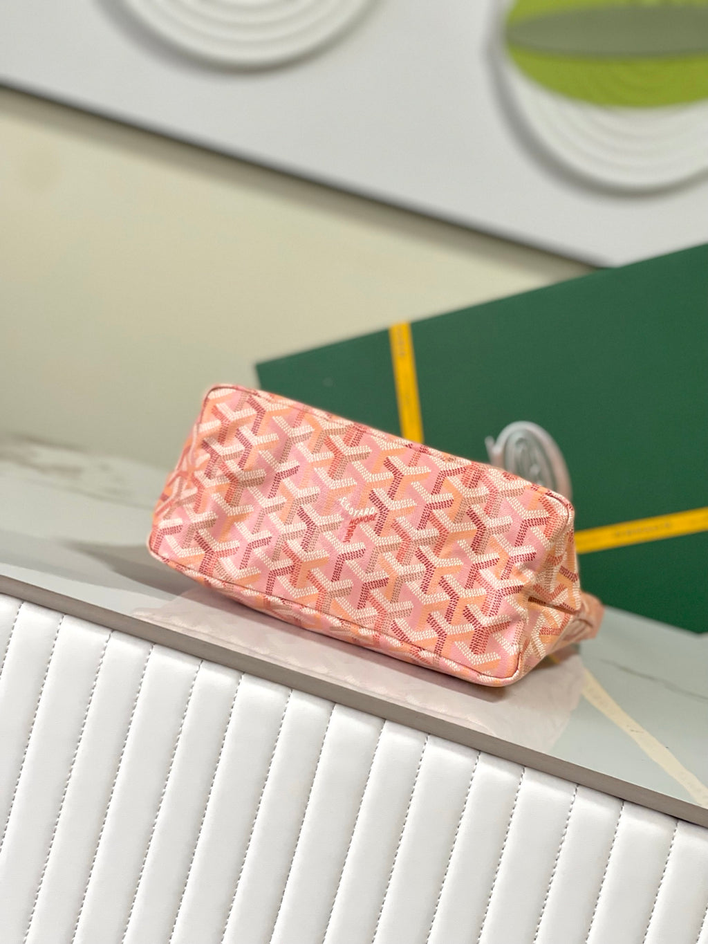 Goyard pink patterned mini tote with top handles