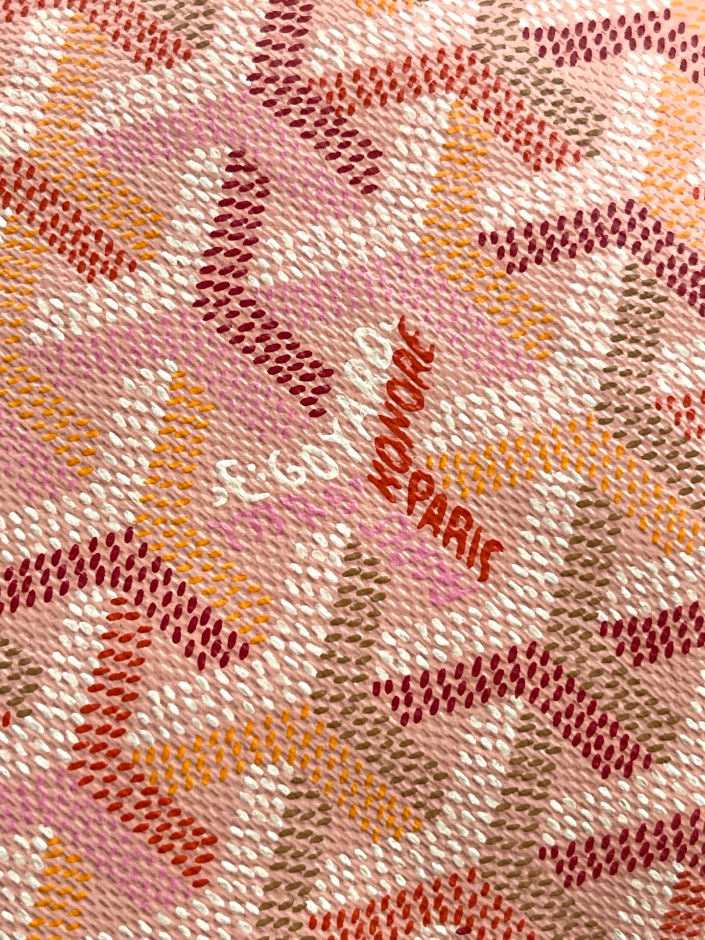 Goyard pink jacquard logo pattern fabric close-up
