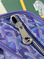 Goyard blue monogram zip pocket with silver zipper pull and ring
