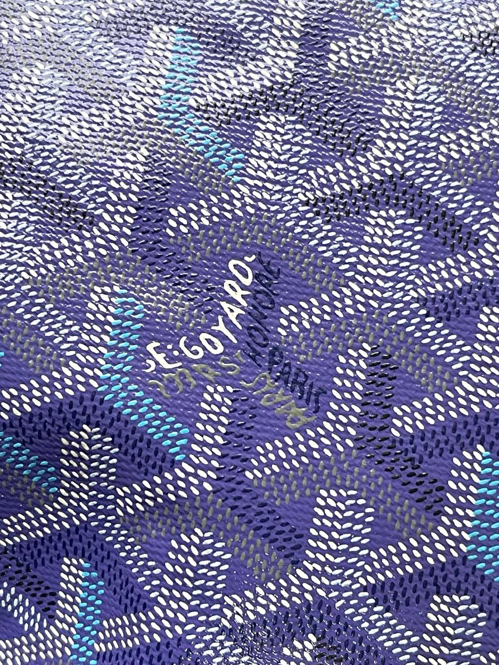 Goyard blue monogram fabric panel with subtle textured pattern