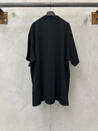 Black short-sleeve T-shirt, plain back view with relaxed drape