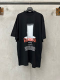 Black short-sleeve T-shirt with Balenciaga graphic print on chest