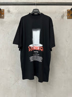 Black short-sleeve T-shirt with Balenciaga graphic print on chest