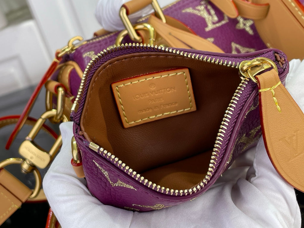 Louis Vuitton monogram zip bag, brown interior with gold zipper