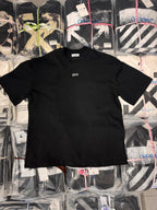 Black short-sleeve T-shirt with small chest logo print