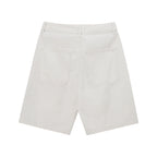 White shorts with two front pockets and belt loops