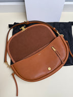 Celine brown leather crossbody bag with top handle and adjustable strap