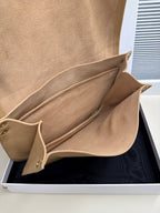 Celine beige leather crossbody bag open interior with inner stitched pocket