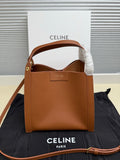Celine tan leather mini handbag with top handle and gold-tone hardware