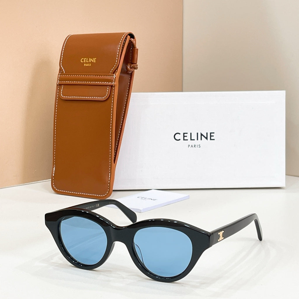 Celine glasses with black frames and blue lenses