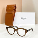 Celine glasses with tortoise-brown frames and clear lenses
