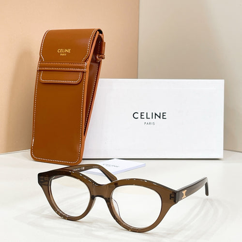Celine glasses with tortoise-brown frames and clear lenses