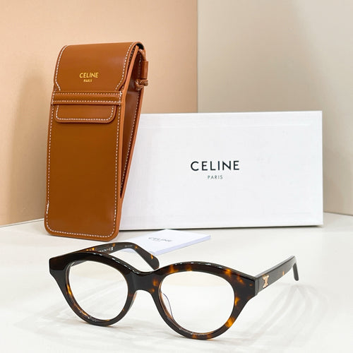 Celine glasses with dark tortoise frames and clear lenses