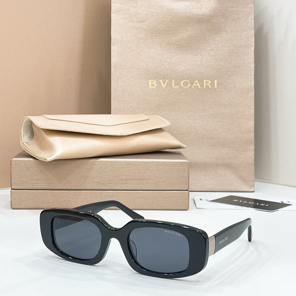Bvlgari sunglasses with black frame and slate-blue lenses