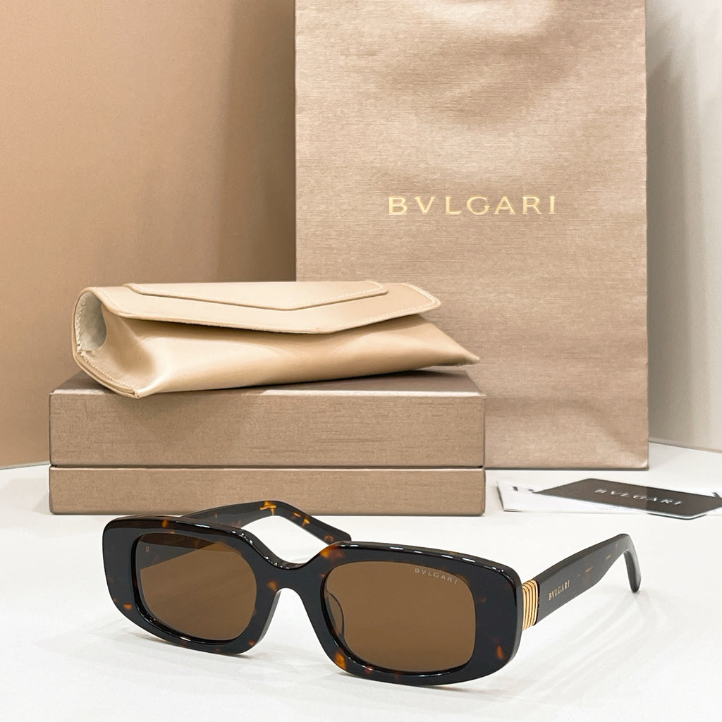 Bvlgari sunglasses with tortoiseshell frame and amber-brown lenses