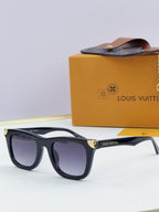 Louis Vuitton sunglasses with black frames and purple-tinted lenses