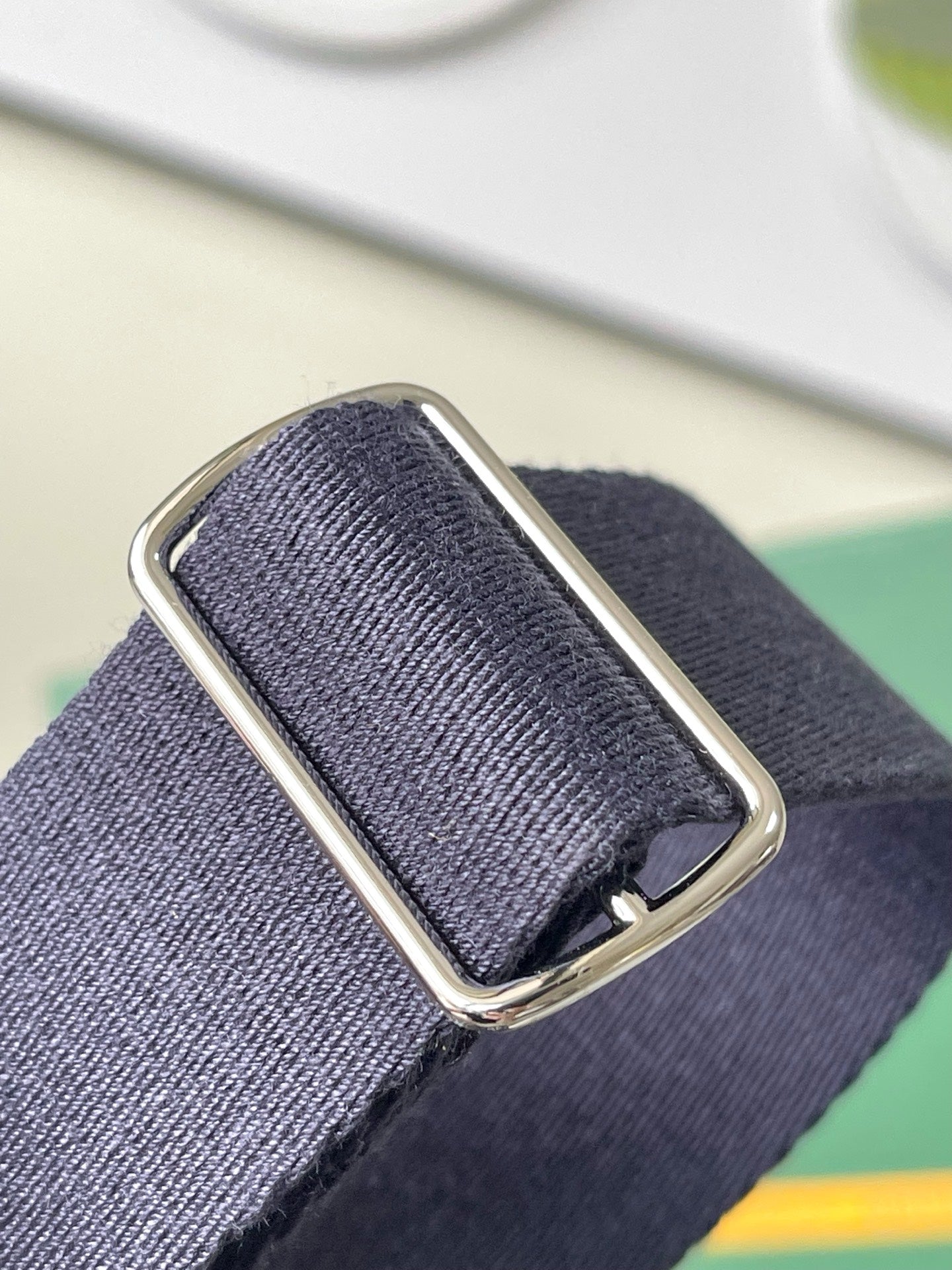 Navy adjustable shoulder strap with metal slider buckle