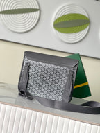 Goyard patterned satchel bag with gray flap and side pockets