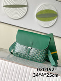 Goyard green monogram shoulder bag with top flap and front strap